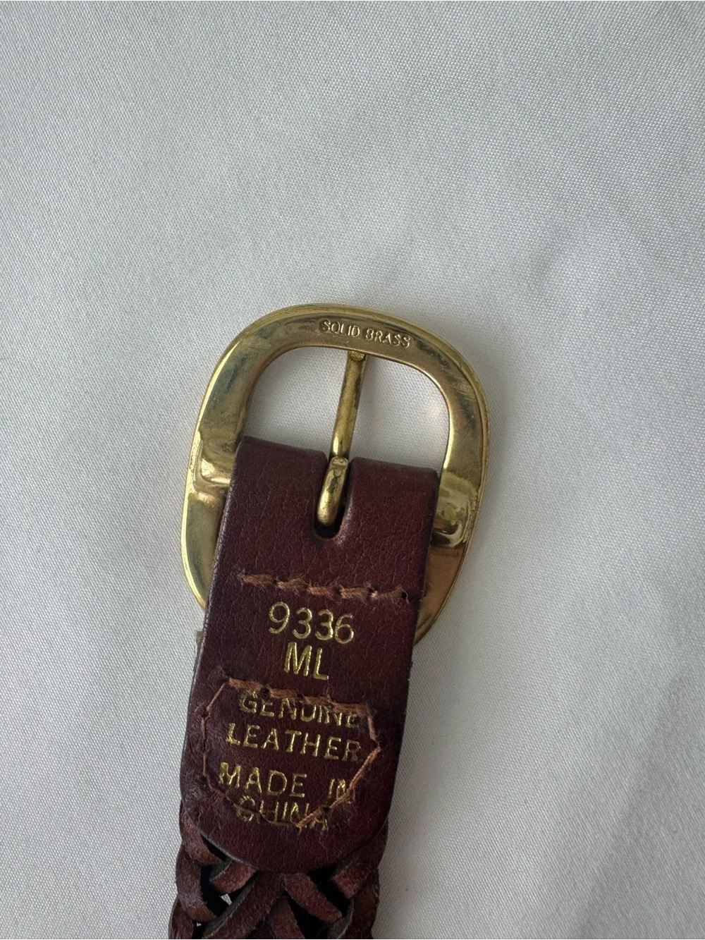 Genuine Leather Braided Belt with Solid Brass Buckle (about 37 in long)